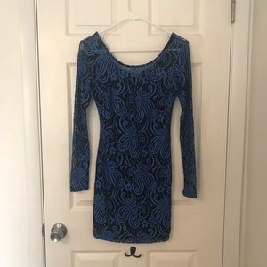 Elegant Blue Lace Dress